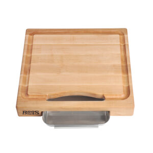Maple Newton Prep Master Cutting Board With Juice Groove & Stainless Pan (Prep Master Series)