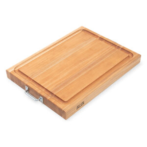 Maple RAFR Cutting Board With Juice Groove & Stainless Handles 2-1/4″ Thick (SS Handle Boards) 24"x18"x1-1/2"