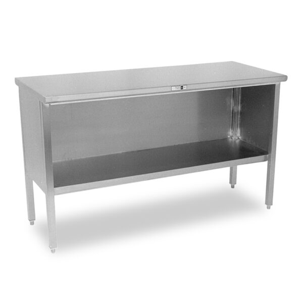 14GA Stainless Steel Enclosed Base Flat Top Work Table, 24” Wide, Open Front (EBOS4)
