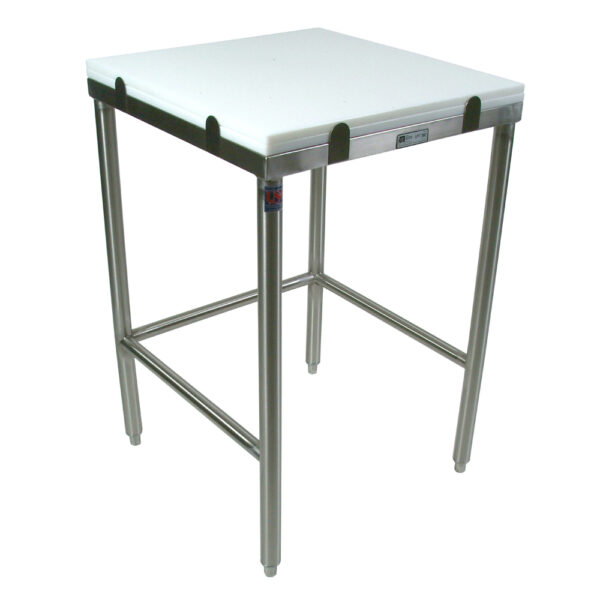 Poly Top (2 Layers), Stainless Steel Work Table Welded Stainless Steel Base & Bracing