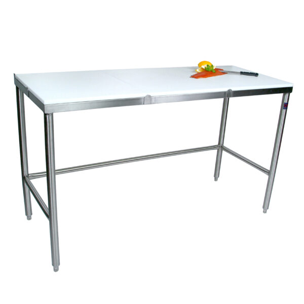 Poly Top, Stainless Steel Work Table, Welded Stainless Steel Base & Bracing