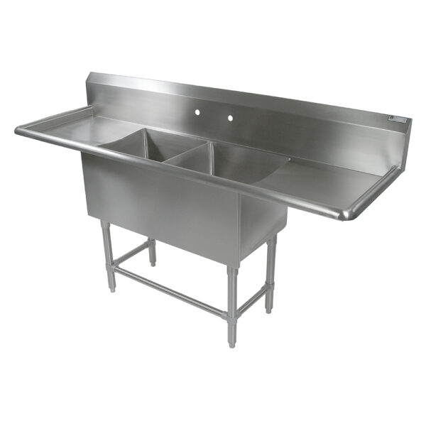 Compartment Sinks, 2-Bowl, 1 Drainboard, 12" Deep Bowl (PRO-BOWL SERIES)