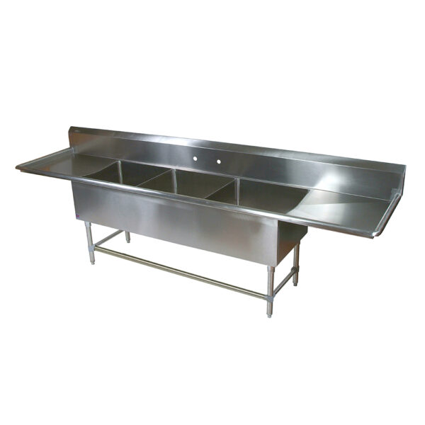 Compartment Sinks, 3-Bowl, 2 Drainboard, 12" Deep Bowl (PRO-BOWL SERIES)