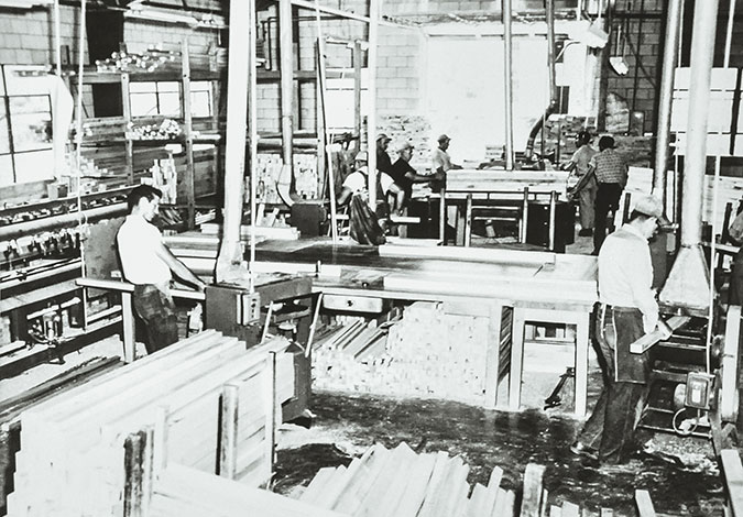 1955 historical photo of John Boos and Co woodworking shop