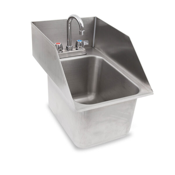 Drop-In Commercial Hand Sink, 5" & 10" Deep, Basket Drain, Deck Mount, Faucet Included