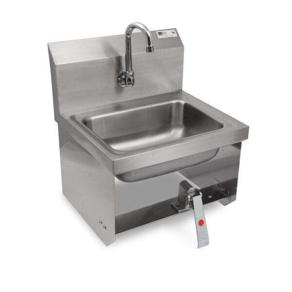 Pro-Bowl Hand Sink, Wall Mount, 14" x 10" x 5" Sink Bowl, (1) Splash Mount Faucet Hole With Gooseneck Spout, Single Knee Valve