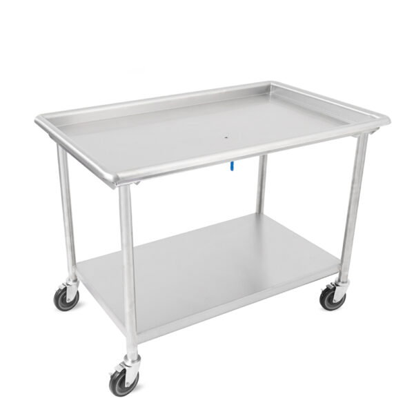 Dish Sorting Tables, Flat Top, Fixed Stainless Steel Undershelf, Casters, 16GA Stainless Steel Top