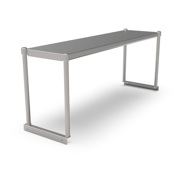 16GA Stainless Steel Table Mounted Overshelves, Flat Top, Single Shelf
