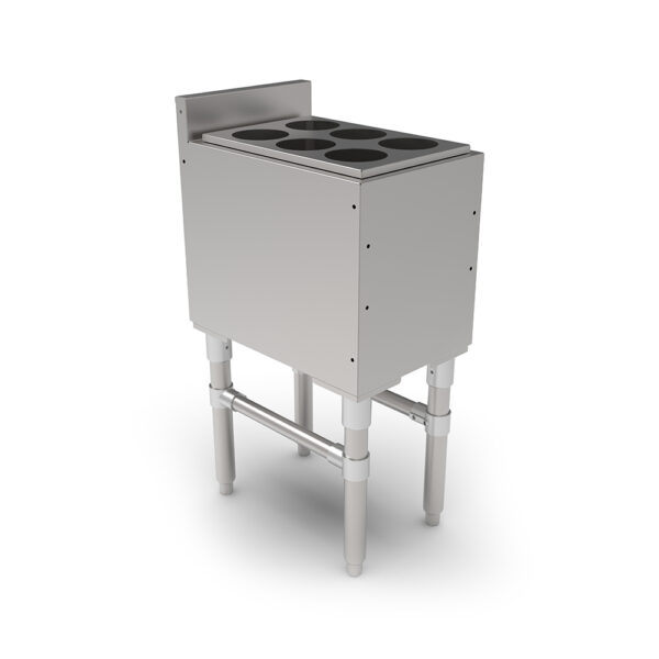 Insulated Ice Bin, 12"x18" Width, Without Cold Plate, 18GA Stainless Steel, With Bottle Holder Lid (Underbar)