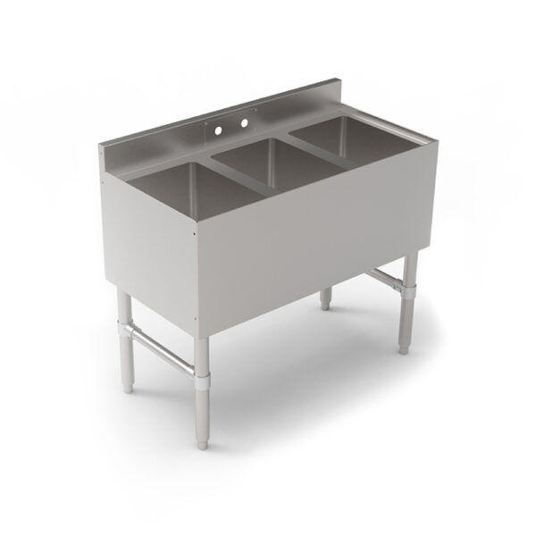 Compartment Sinks, 3-Bowl, Without Drainboard, 10" Deep Bowls, 18" Width (Underbar)
