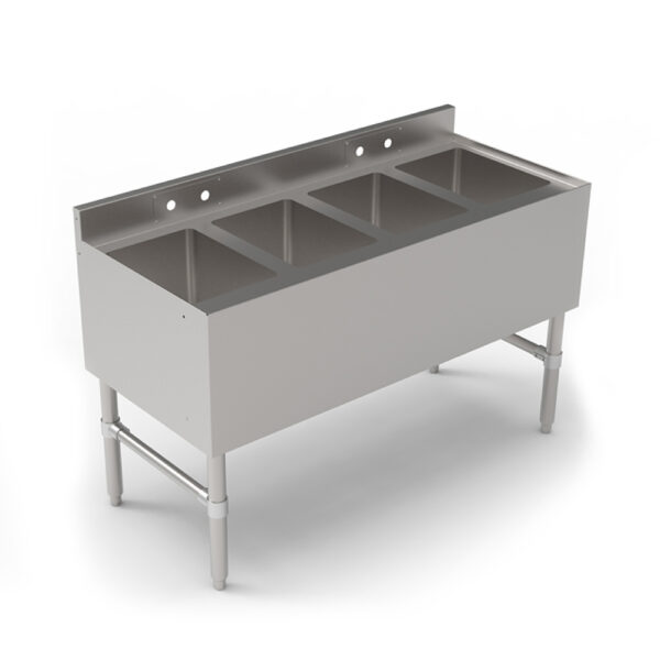 Compartment Sinks, 4-Bowl, Without Drainboard, 10" Deep Bowls, 21" Width (Underbar)