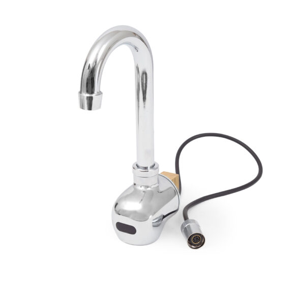 Hands-Free Splash Mount Faucet With Gooseneck Spout And Electronic Eye Sensor, 1 Hole On Center