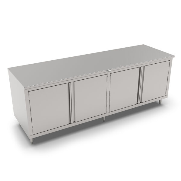 14GA Stainless Steel Modular Base Flat Top Work Table, 30” Wide, Hinged Doors (4CH4)