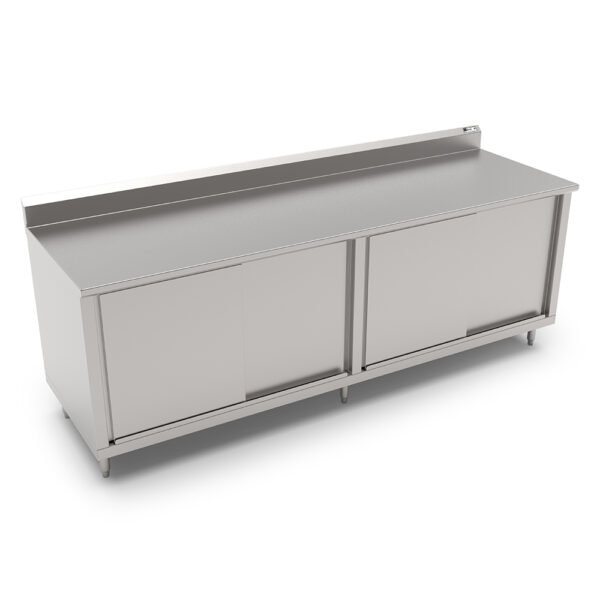 14A Stainless Steel Modular Base Work Table With 5” Rear Riser, 36” Wide, Sliding Doors (4CS6R5)
