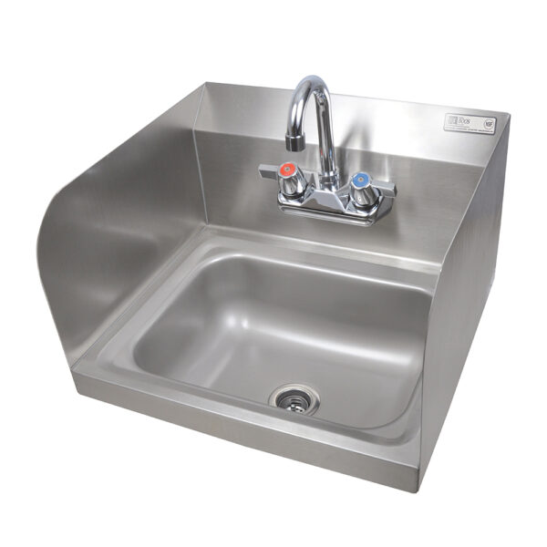 Hand Sink, Wall Mount, 14" X 10" X 5" Bowl, LH and RH Side Splash, Splash Mount Faucet Holes