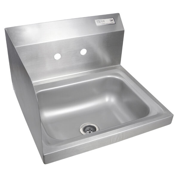 Hand Sink, Wall Mount, 14" X 10" X 5" Bowl, LH or RH Side Splash, Splash Mount Faucet Holes