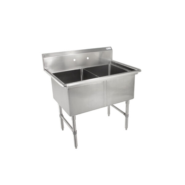 16GA Compartment Sinks, 2-Bowl, Without Drainboard, 14" Deep Bowl (B-Series)
