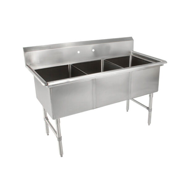 16GA Compartment Sinks, 3-Bowl, Without Drainboard, 14" Deep Bowl (B-Series)