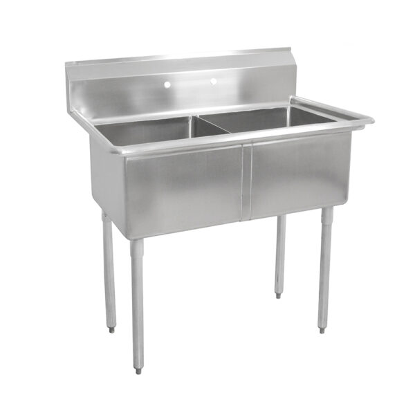 18GA Compartment Sinks, 2-Bowl, Without Drainboard, 12" Deep Bowl (E-Series)